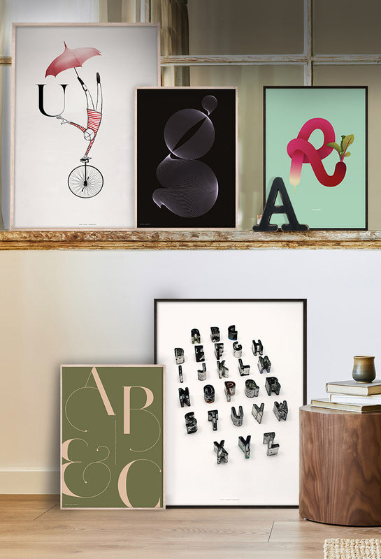 Selected art prints featuring alphabet letters by the Alphabet Store