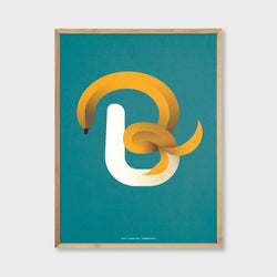 An art print featuring a stylised banana with the initial letter B.
