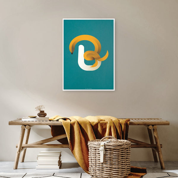 Extruded Food Banana, Blue, Yellow, Foodie, Kitchen wall artwork