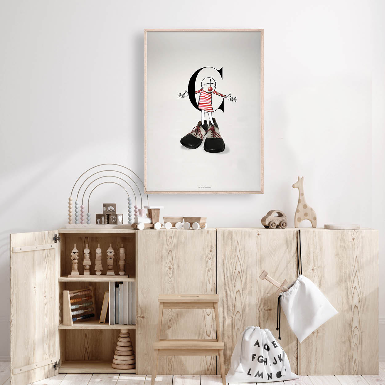  Circus Collection C is for Clown Modern nursery wall art