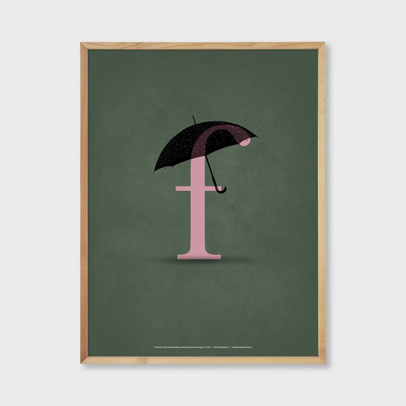 rainy weather umbrella collage art print Frankie
