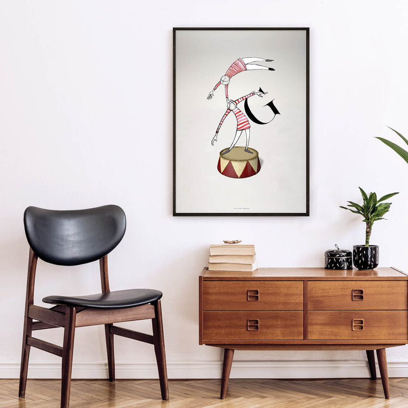  Circus Collection G is for Gymnast midcentury modern wall art