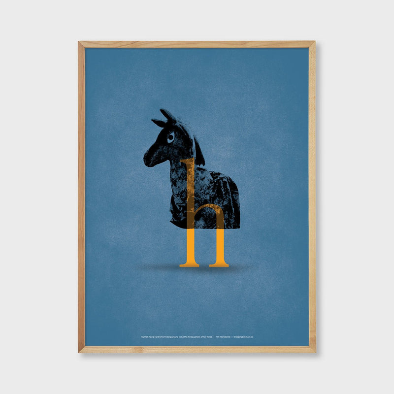 horse collage letter H equestrian art