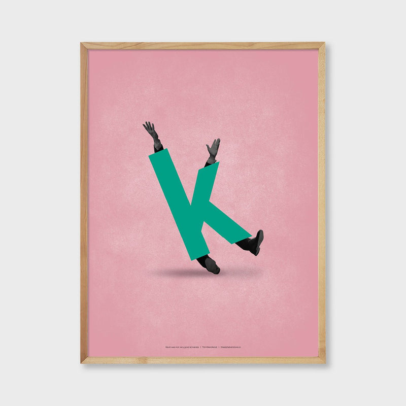 Falling Letter K fun colourful art print alphabet 