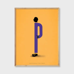 letter P as a character named Paul bright purple and yellow art poster