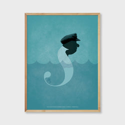 marine ocean captain sea character waves blue artwork poster