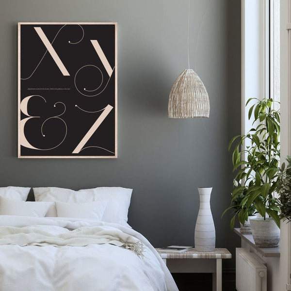 modern art deco inspired bedroom print black