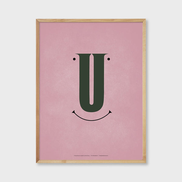 letter U art poster a face with a smile smiley