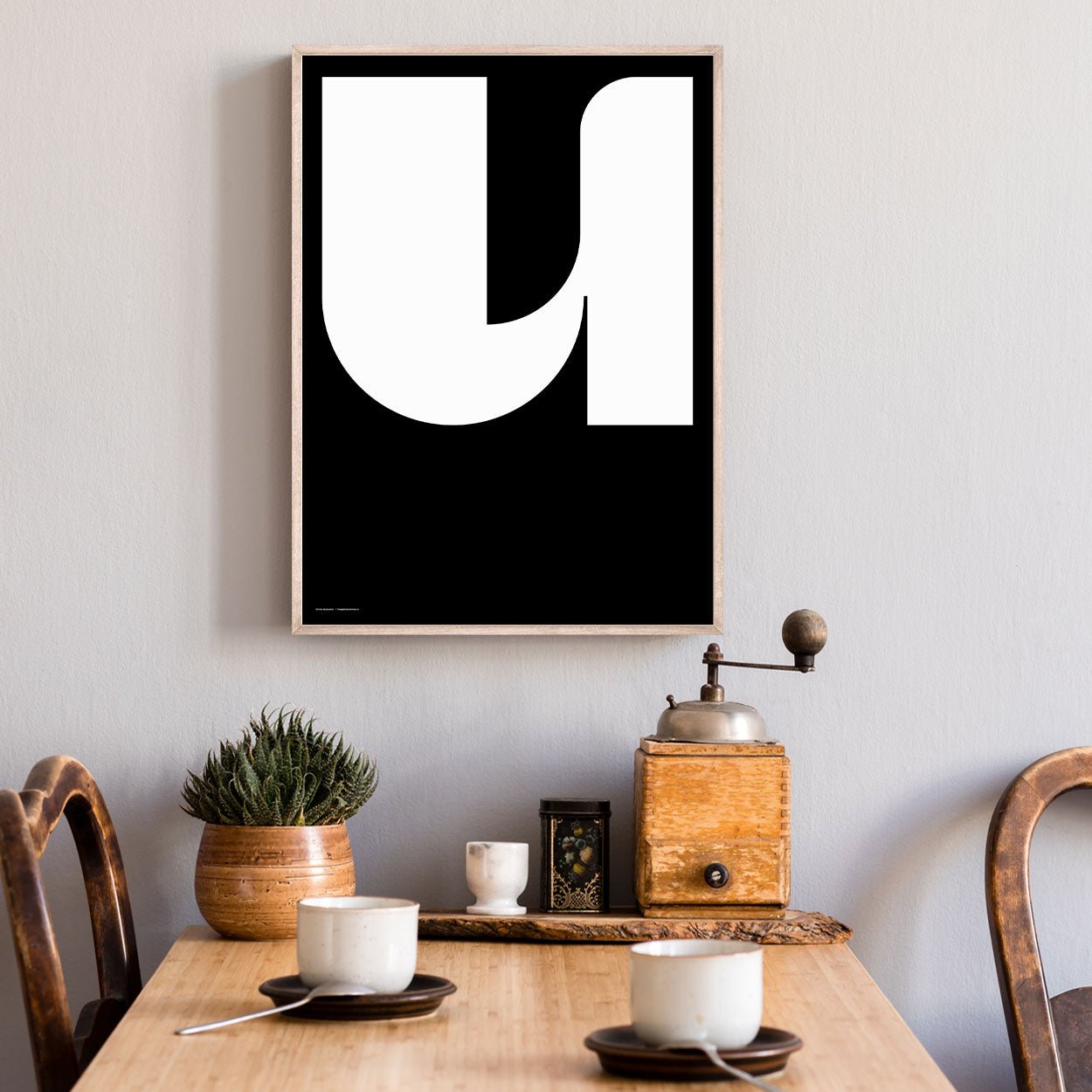 modern kitchen interior with minimalist artwork 