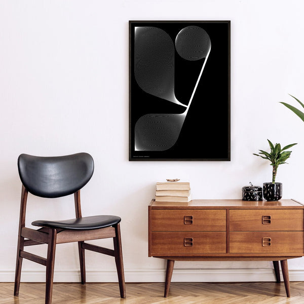 midcentury modern interior design with a black poster art