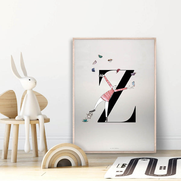 modern illustration for kids room with letter Z
